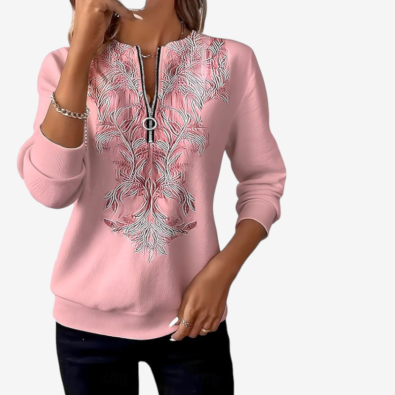 Martyna | Sweter Damski Slim Fit Z Krótkim Zamkiem