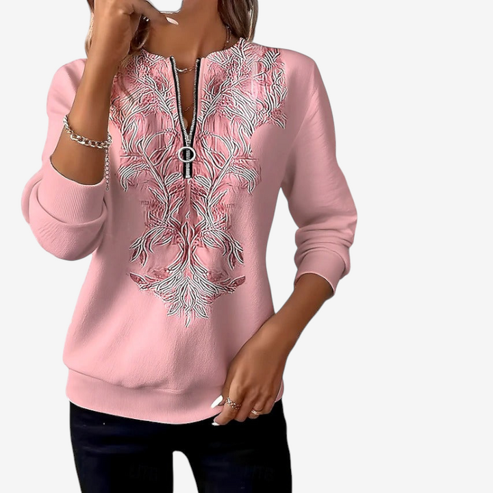 Martyna | Sweter Damski Slim Fit Z Krótkim Zamkiem
