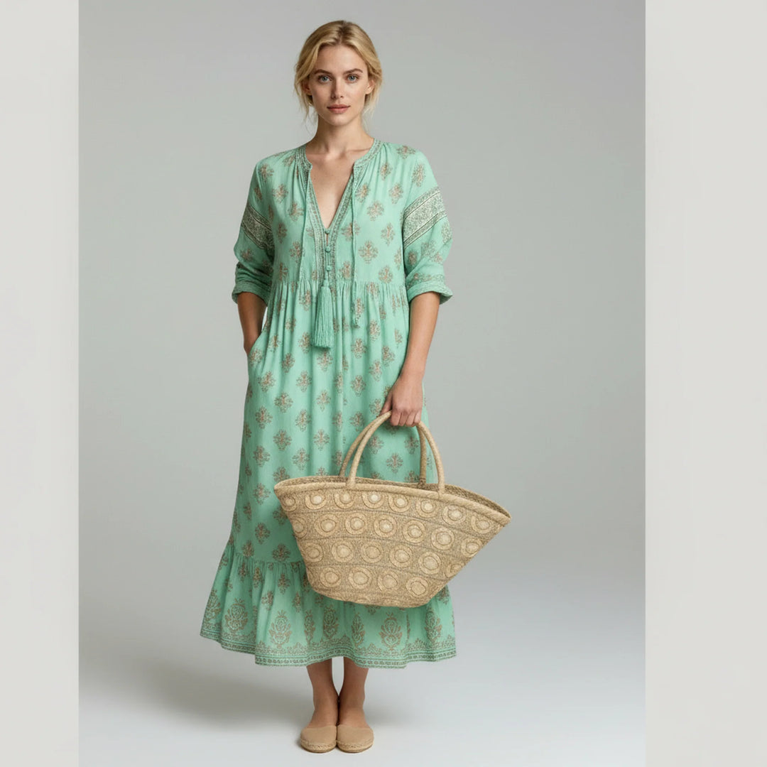 Zofia | Sukienka Midi Damska Boho Z Frędzelkami Letnia