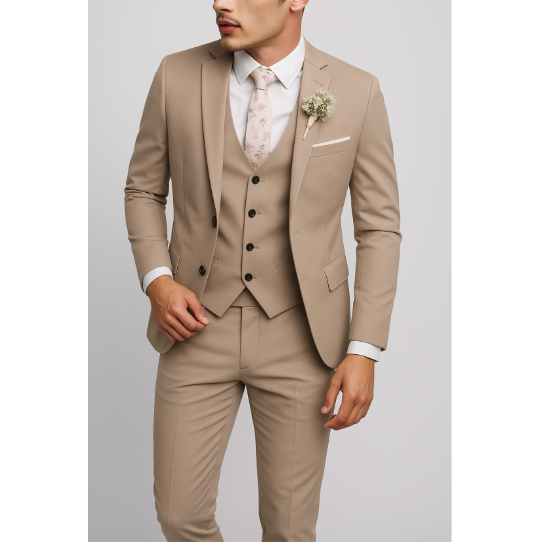 Bartosz | Garnitur Męski Trzyczęściowy Slim Fit Formalny Na Wesele