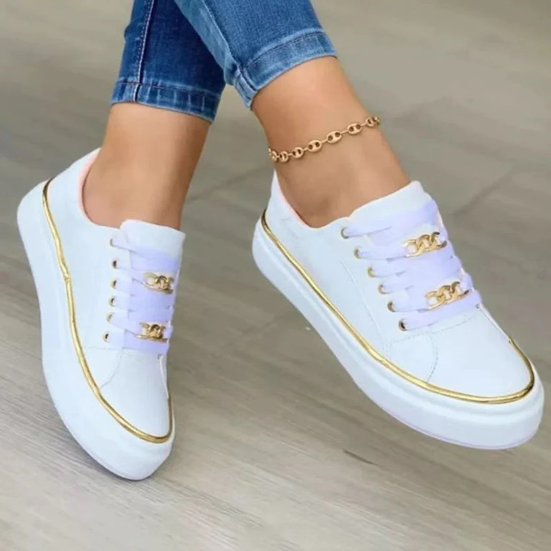 Natalia | Sneakersy Damskie ze Złotym Detalem