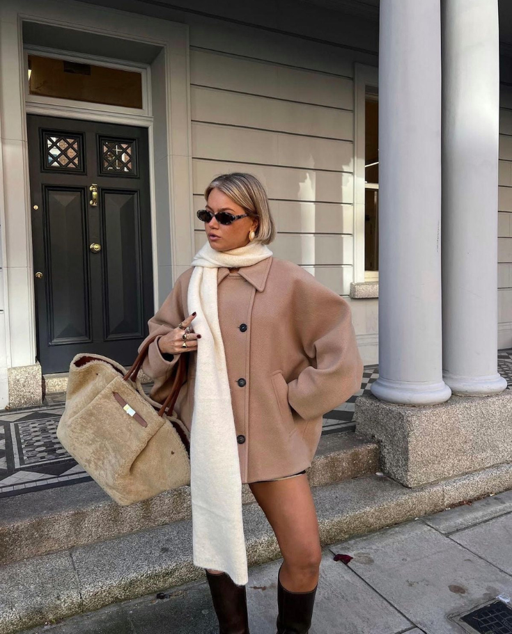 Jolanta | Kurtka damska wełniana krótka oversize