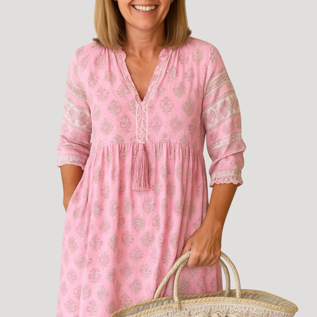 Zofia | Sukienka Midi Damska Boho Z Frędzelkami Letnia