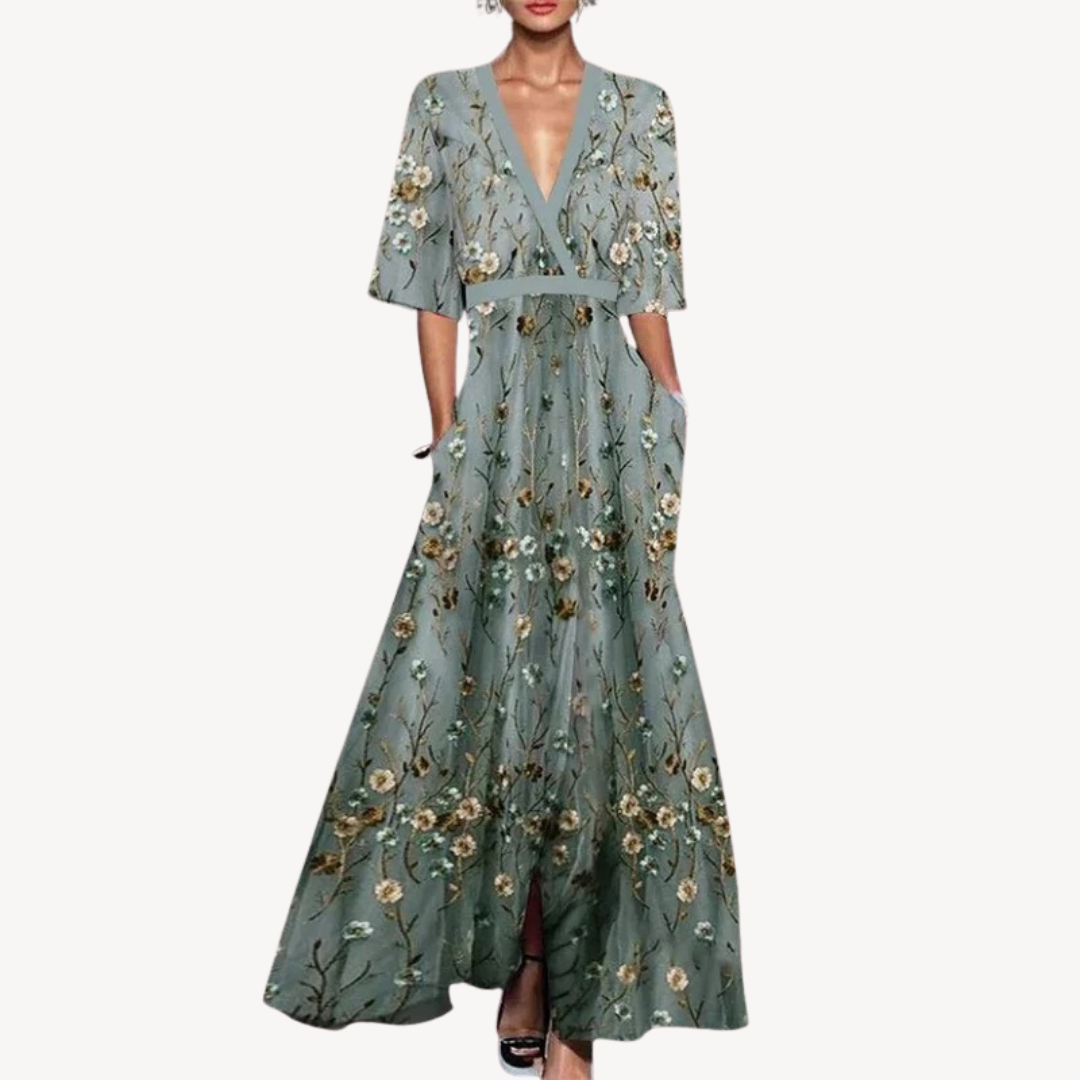 Aleksandra | Sukienka Maxi Damska Kopertowa Wieczorowa Elegancka