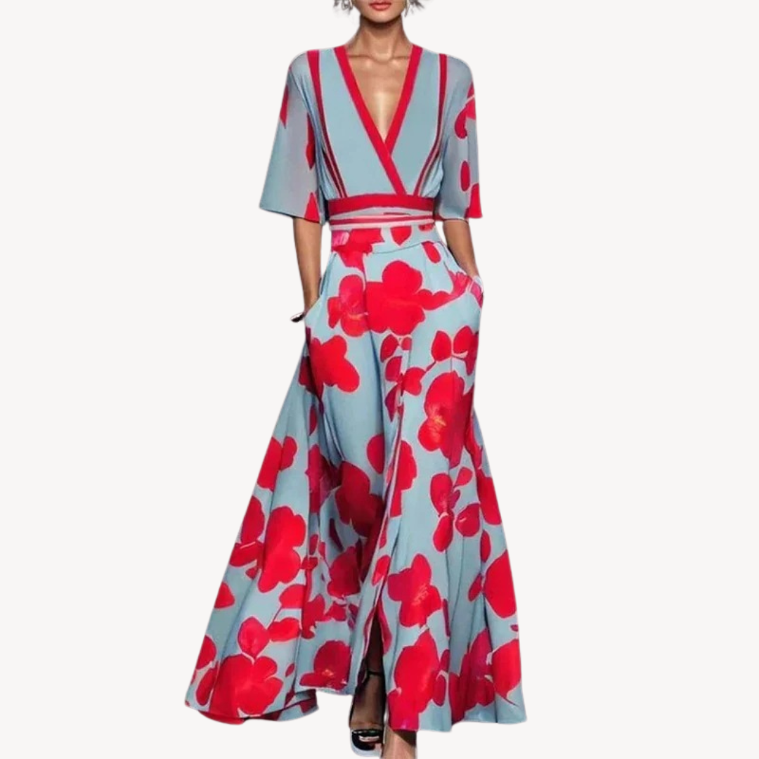 Aleksandra | Sukienka Maxi Damska Kopertowa Wieczorowa Elegancka