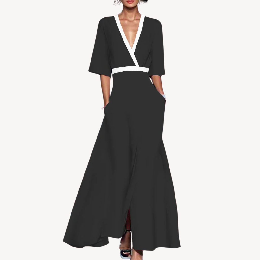 Aleksandra | Sukienka Maxi Damska Kopertowa Wieczorowa Elegancka