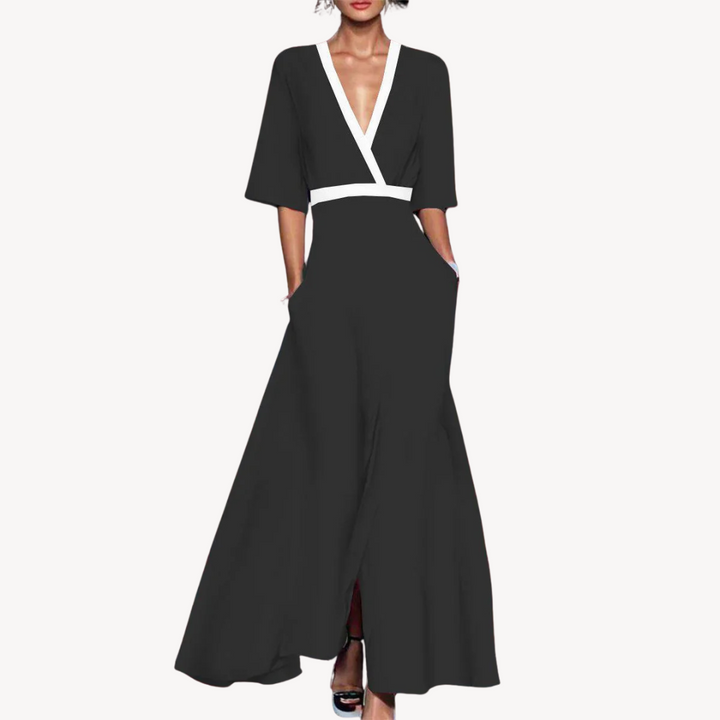 Aleksandra | Sukienka Maxi Damska Kopertowa Wieczorowa Elegancka
