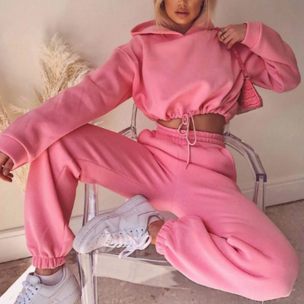 Weronika | Komplet Dresowy Damski Krótka Bluza Wysoki Stan