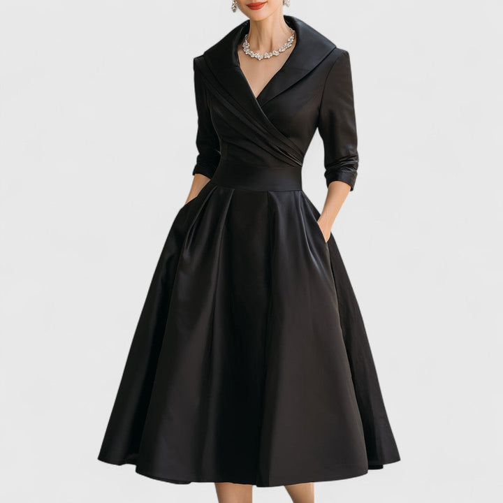 Monika | Sukienka Midi Damska Kopertowa Z Dekoltem V Elegancka