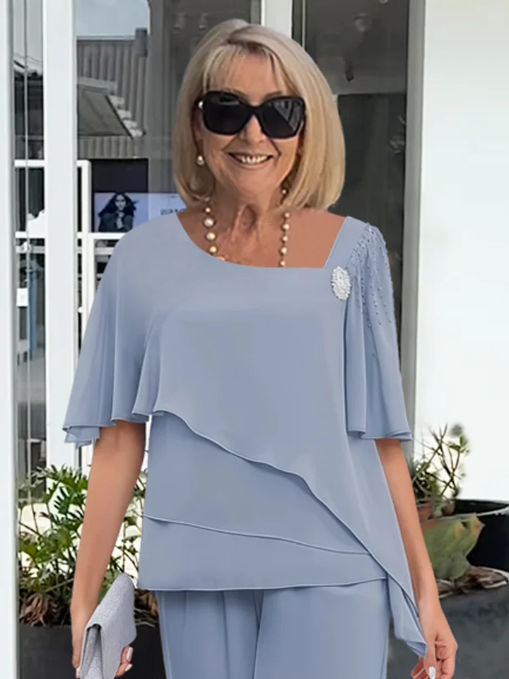 Barbara | Komplet Damski Elegancki Bluzka Spodnie
