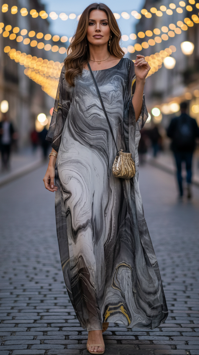 Laura | Damska Sukienka Maxi z Szyfonu
