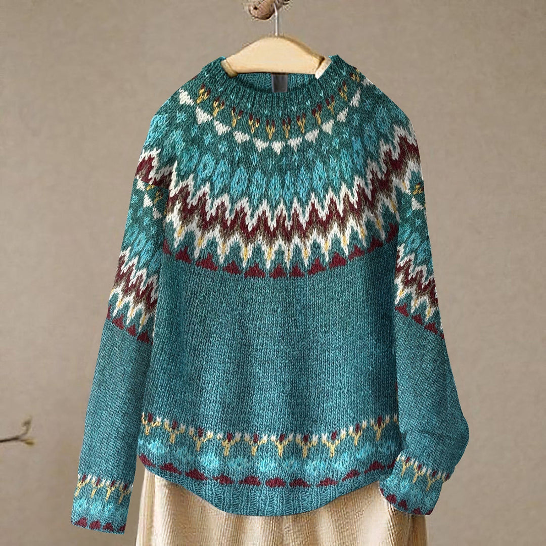 Stefania | Sweter damski Fair Isle z geometrycznym wzorem