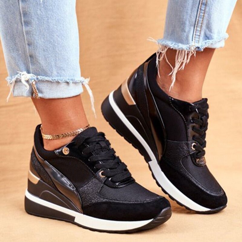 Monika | Sneakersy damskie na podwyższonej podeszwie