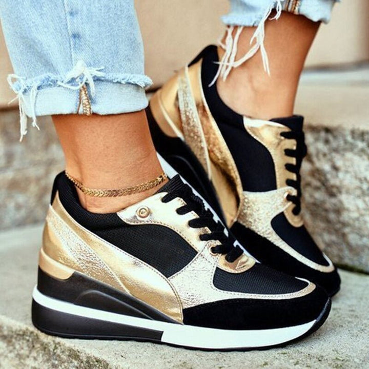 Monika | Sneakersy damskie na podwyższonej podeszwie
