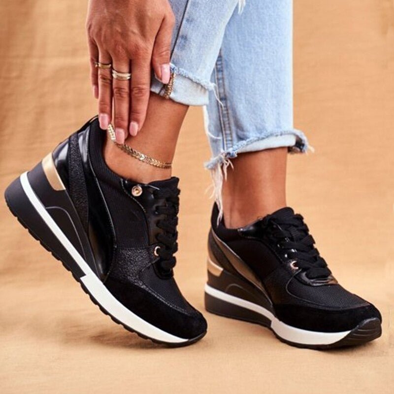 Monika | Sneakersy damskie na podwyższonej podeszwie
