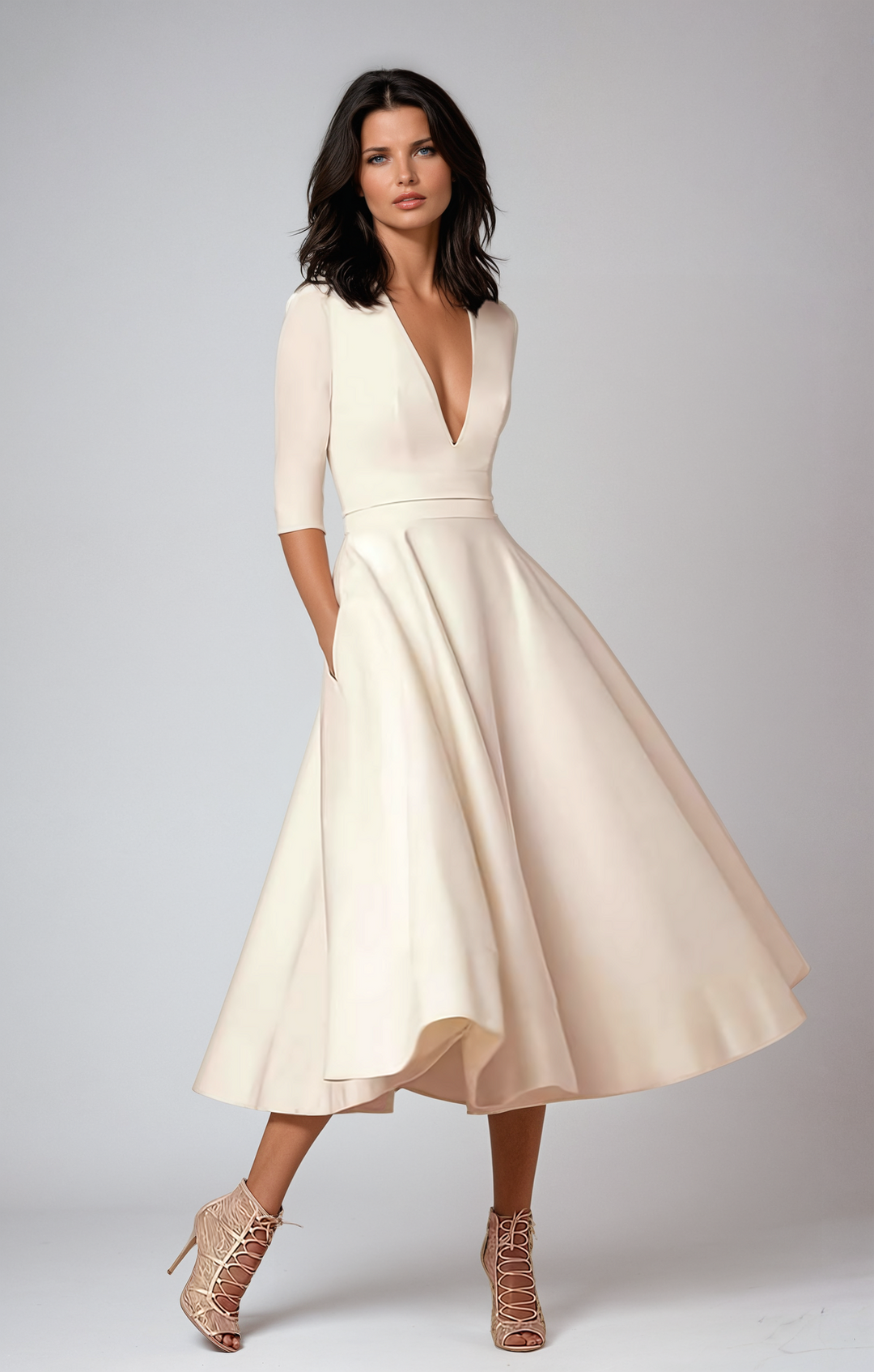 Aleksandra | Sukienka Damska Retro A-Line Midi Lata 60 Wieczorowa