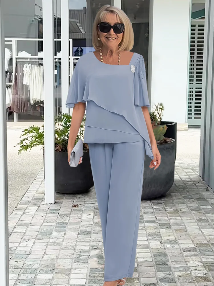 Barbara | Komplet Damski Elegancki Bluzka Spodnie