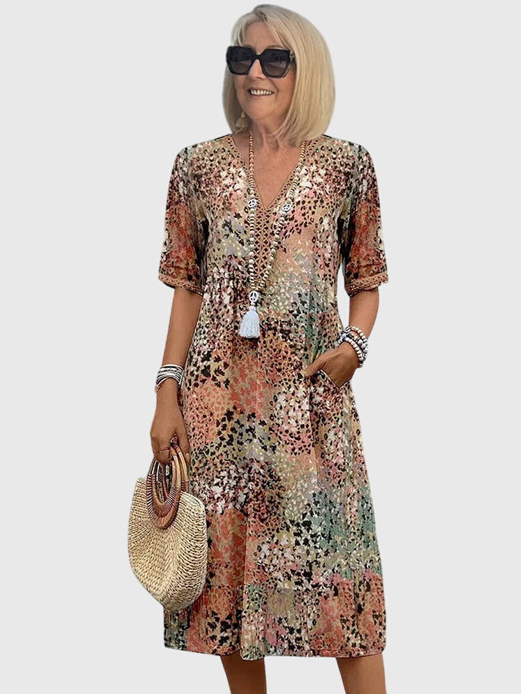 Maja | Sukienka Midi Damska W Kwiaty Elegancka Letnia