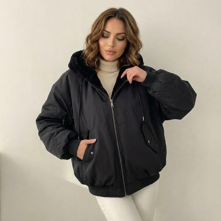 Joanna | Kurtka damska bomber dwustronna z kapturem