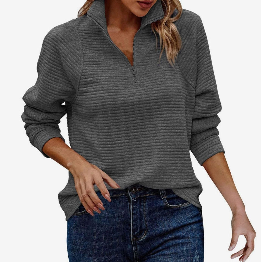 Wanda | Sweter damski prążkowany oversize z półzamkiem