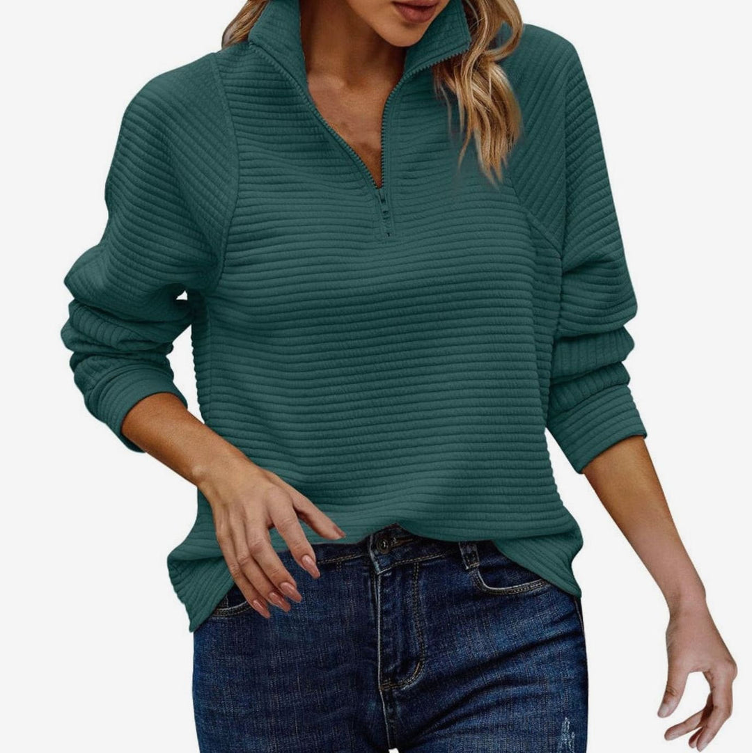 Wanda | Sweter damski prążkowany oversize z półzamkiem