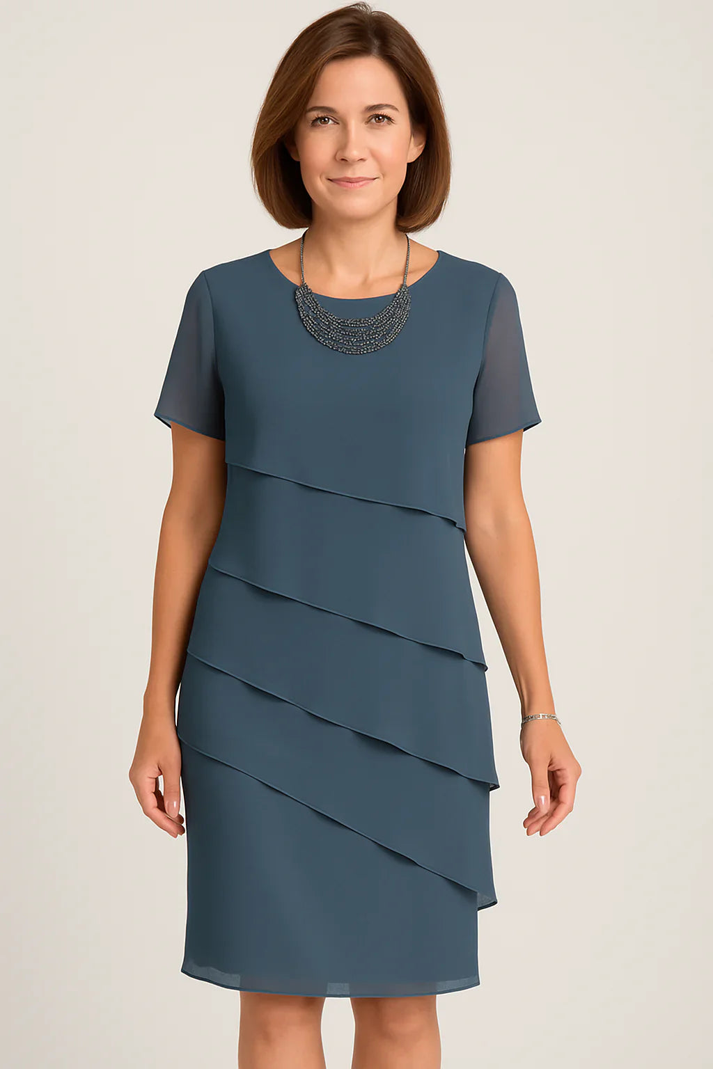 Krystyna | Sukienka Koktajlowa Warstwowa Elegancka