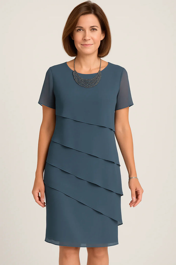 Krystyna | Sukienka Koktajlowa Warstwowa Elegancka