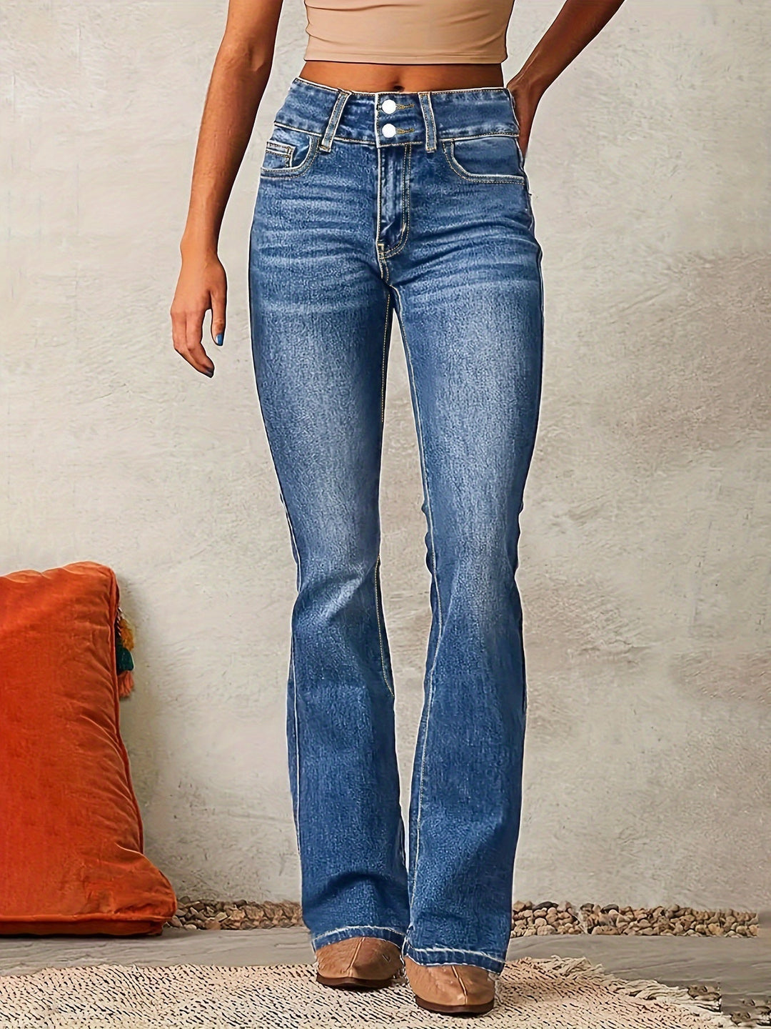 Natalia | Jeansy Damskie Straight Flare Wysoki Stan Klasyczne