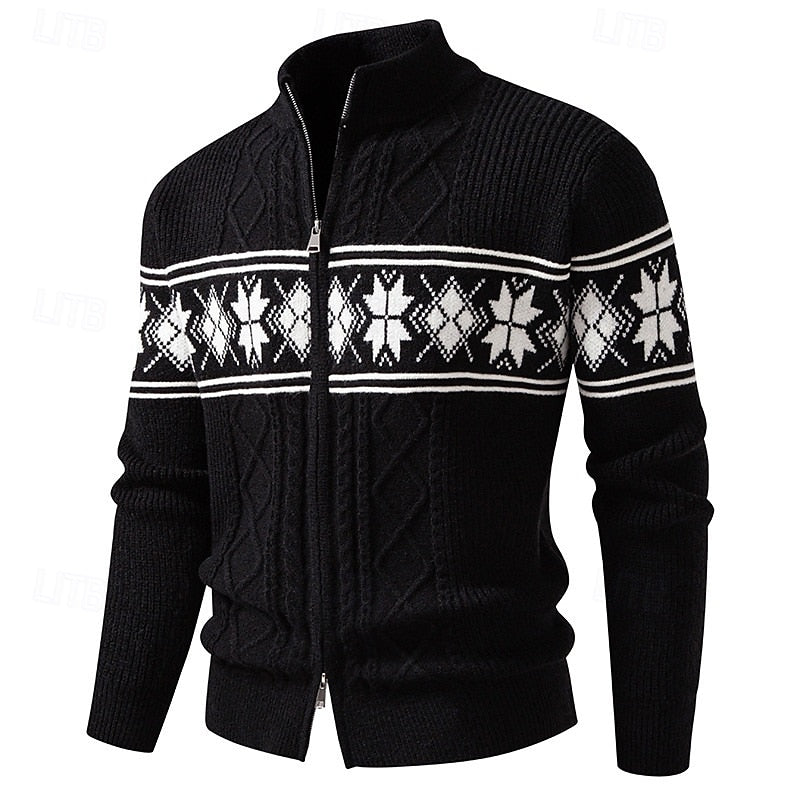 Grzegorz | Kardigan męski Fair Isle zapinany na zamek