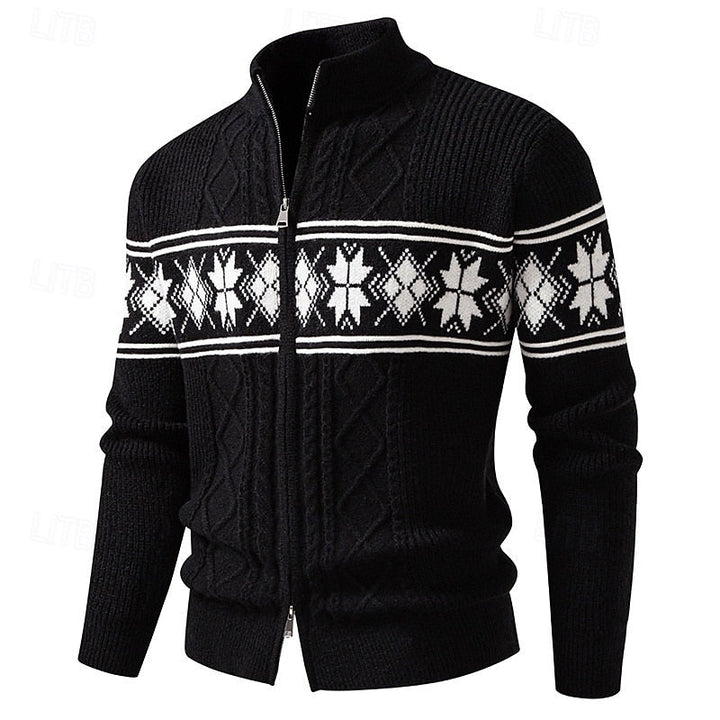 Grzegorz | Kardigan męski Fair Isle zapinany na zamek