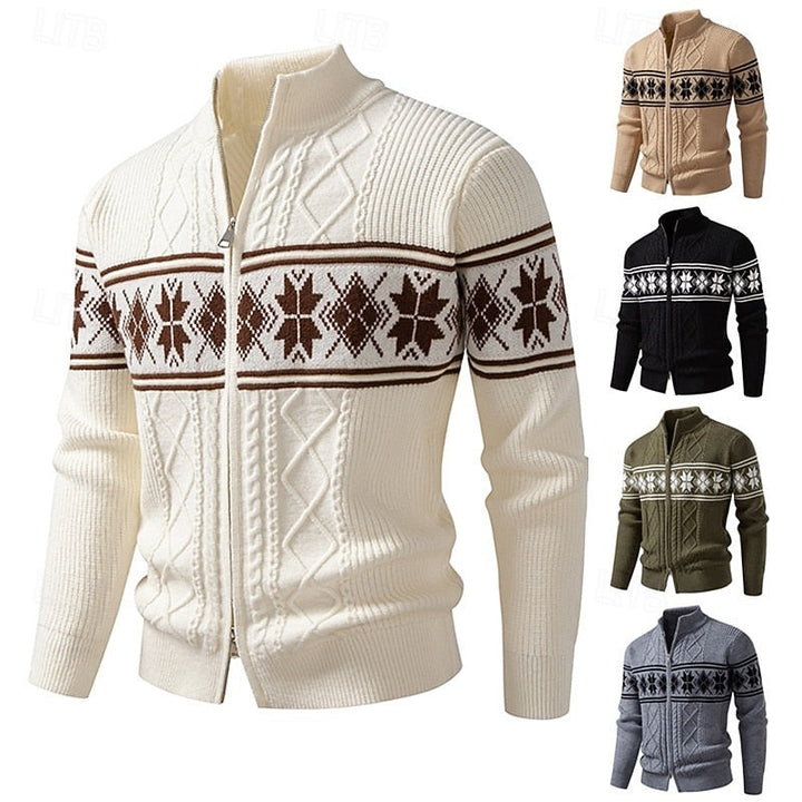 Grzegorz | Kardigan męski Fair Isle zapinany na zamek