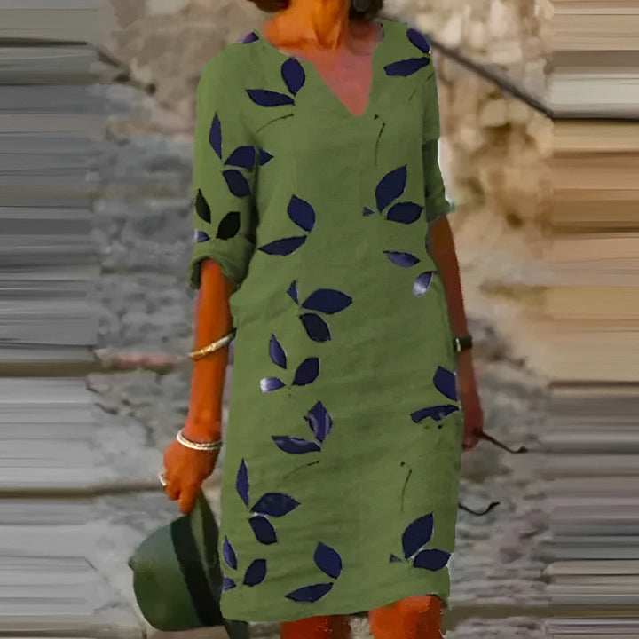 Monika | Sukienka Damska Mini Vintage Z Dekoltem V Krótki Rękaw Letnia