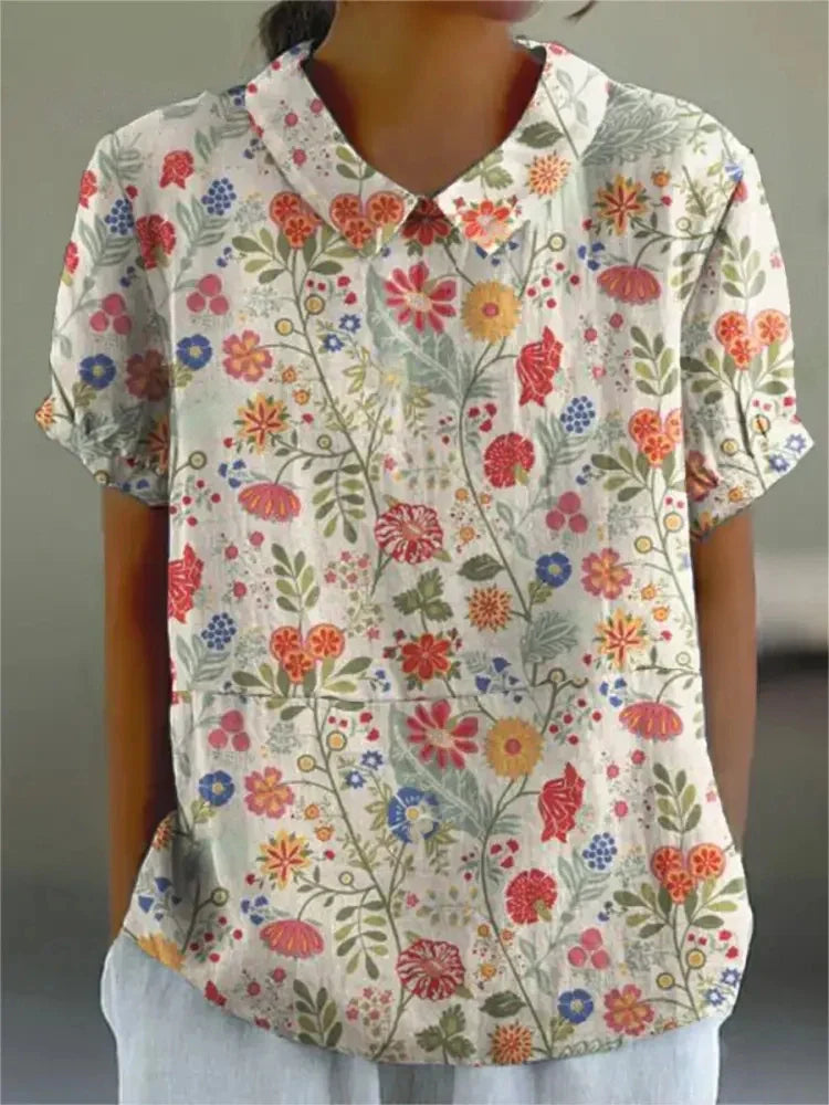 Maja | Bluzka Damska W Kwiaty Vintage Casualowa