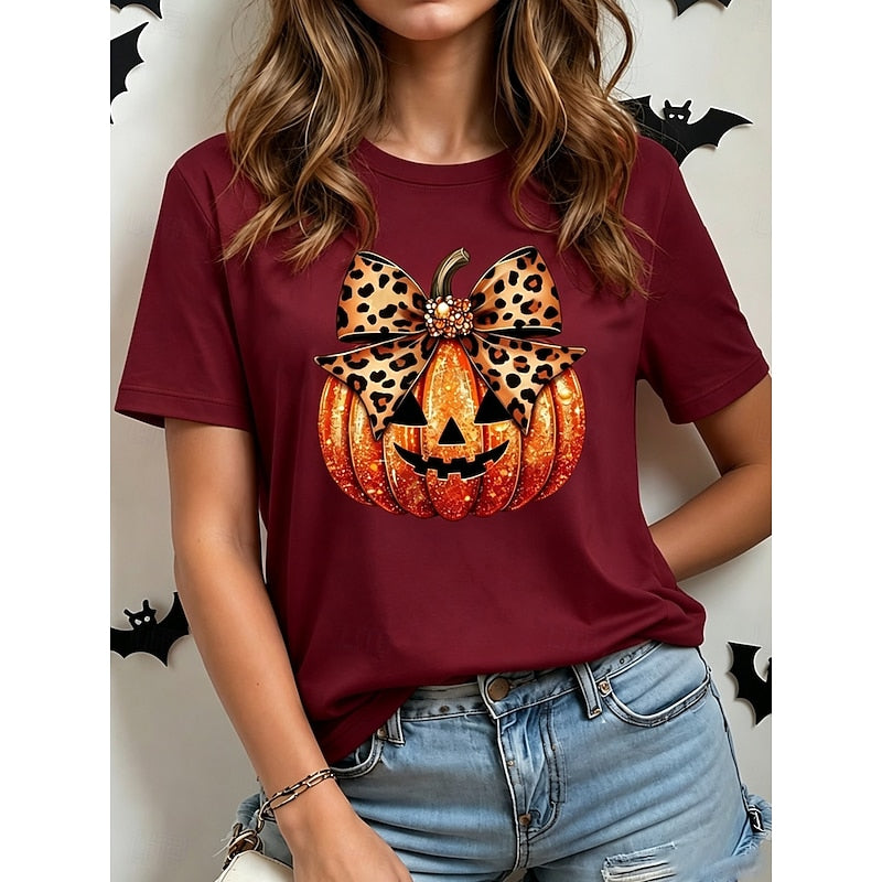 Magdalena | T-shirt damski z okrągłym dekoltem i nadrukiem Halloween