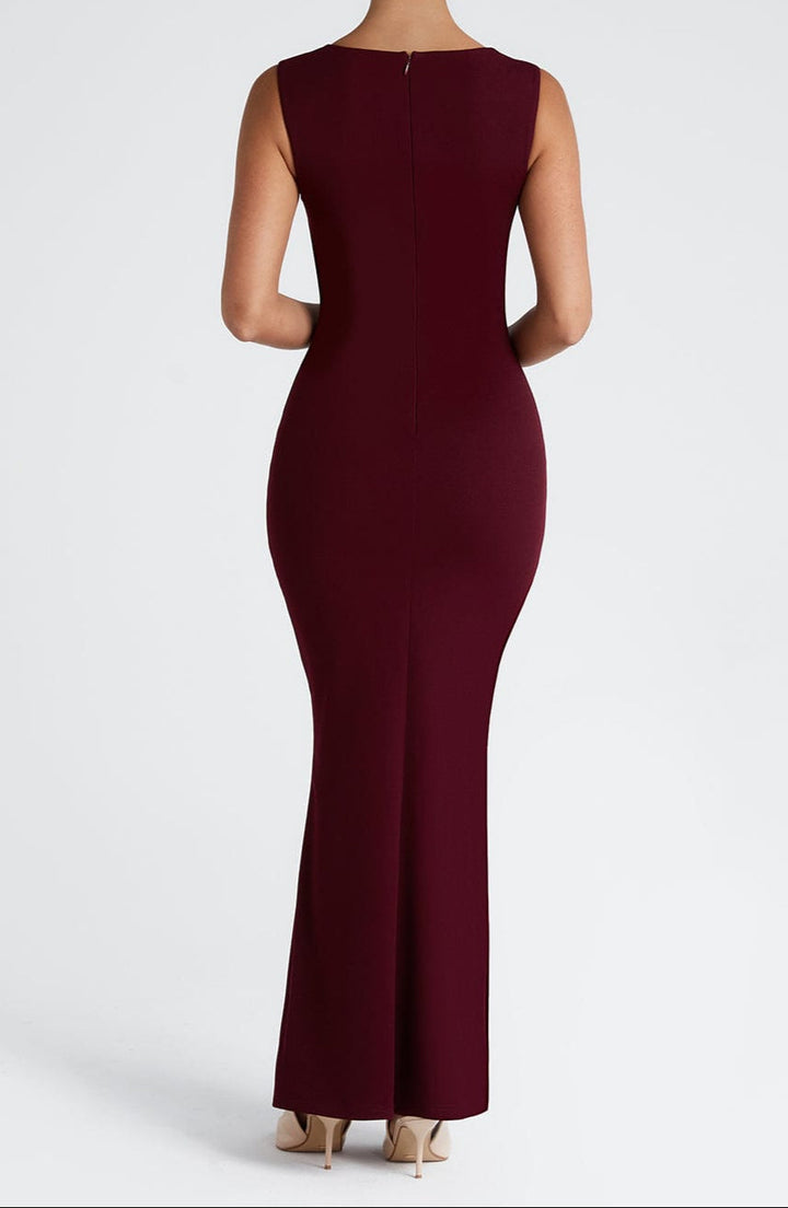 Natalia | Sukienka Maxi Damska Wieczorowa Kwadratowy Dekolt Fit And Flare