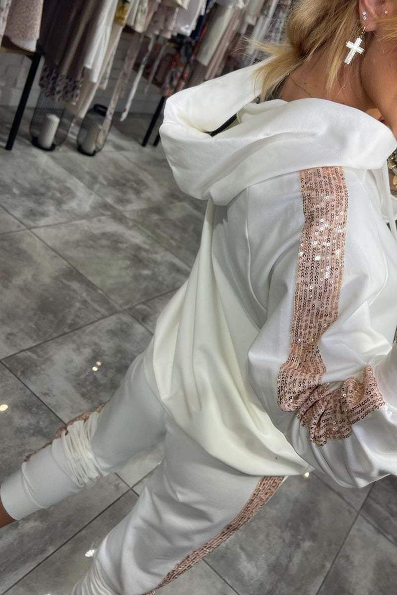 Natalia | Komplet Dresowy Damski Jesienny Z Połyskiem Bluza Spodnie