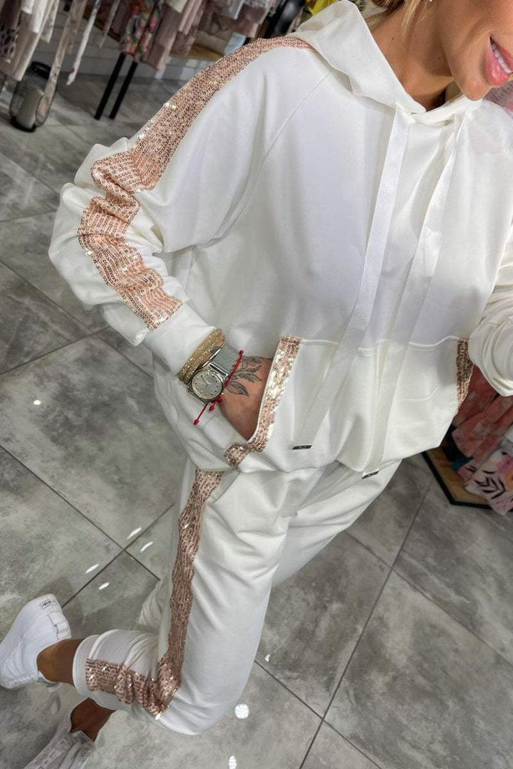 Natalia | Komplet Dresowy Damski Jesienny Z Połyskiem Bluza Spodnie