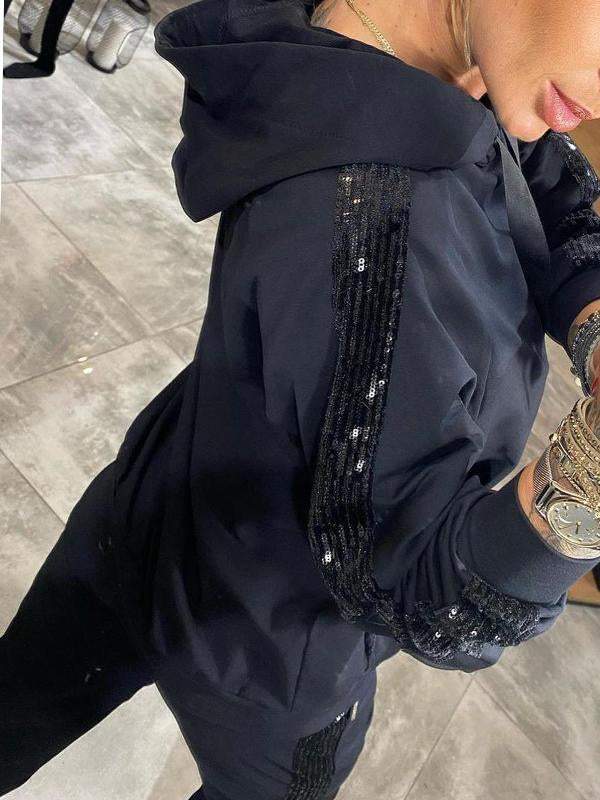 Natalia | Komplet Dresowy Damski Jesienny Z Połyskiem Bluza Spodnie
