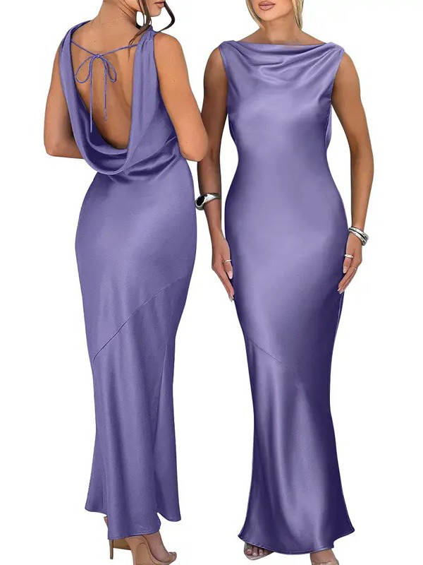 Celina | Sukienka Druhna Maxi Satynowa Z Dekoltem Halter