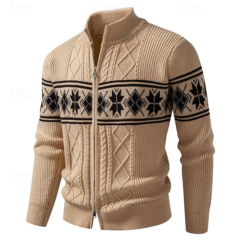 Grzegorz | Kardigan męski Fair Isle zapinany na zamek