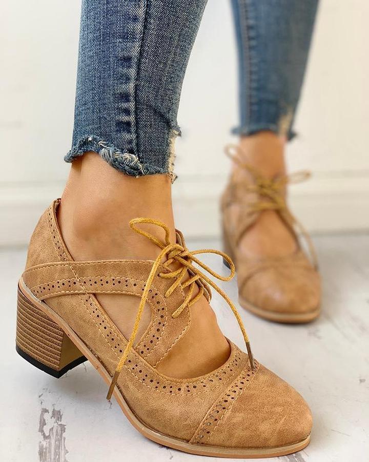 Natalia | Buty Damskie Na Obcasie T-Strap Ze Sznurowaniem Eleganckie