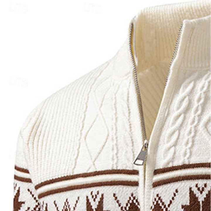Grzegorz | Kardigan męski Fair Isle zapinany na zamek