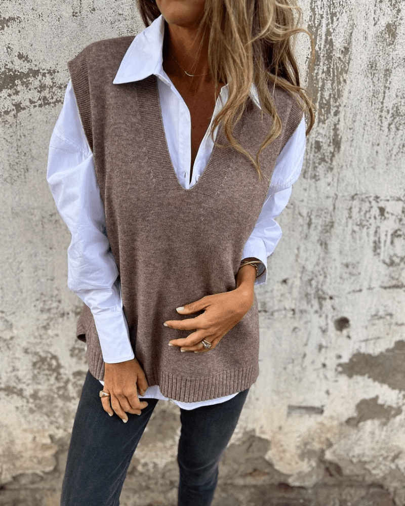 Jadwiga | Sweter Damski Z Dekoltem W Serek