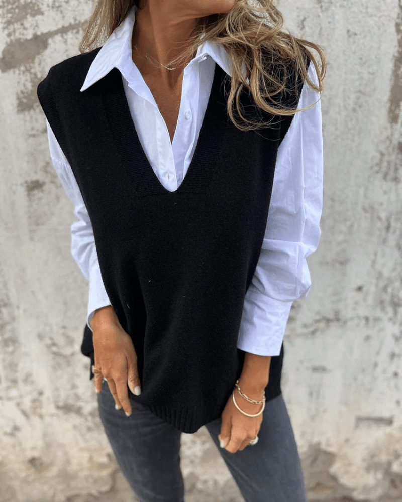Jadwiga | Sweter Damski Z Dekoltem W Serek