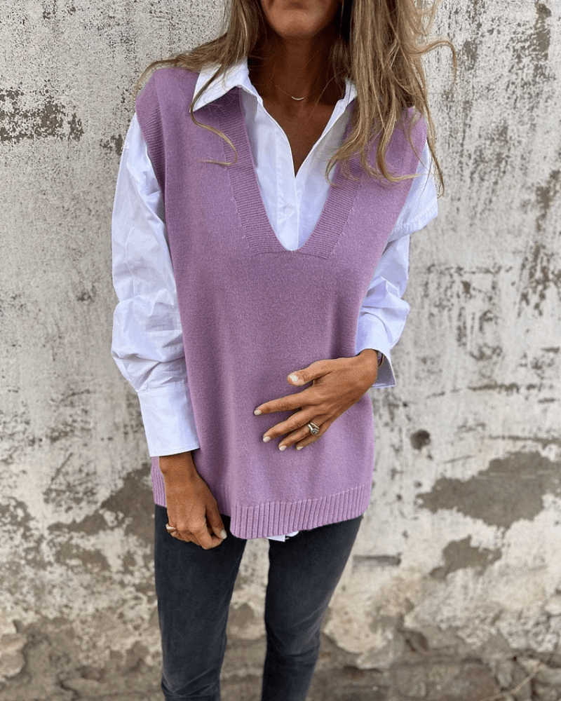 Jadwiga | Sweter Damski Z Dekoltem W Serek