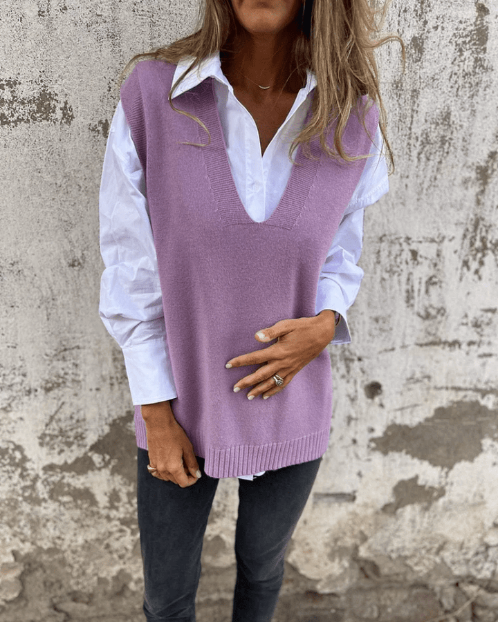 Jadwiga | Sweter Damski Z Dekoltem W Serek