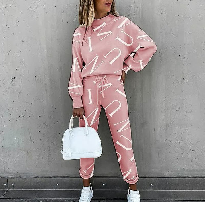 Aleksandra | Komplet Dresowy Damski Casualowy Z Nadrukiem Trendowy