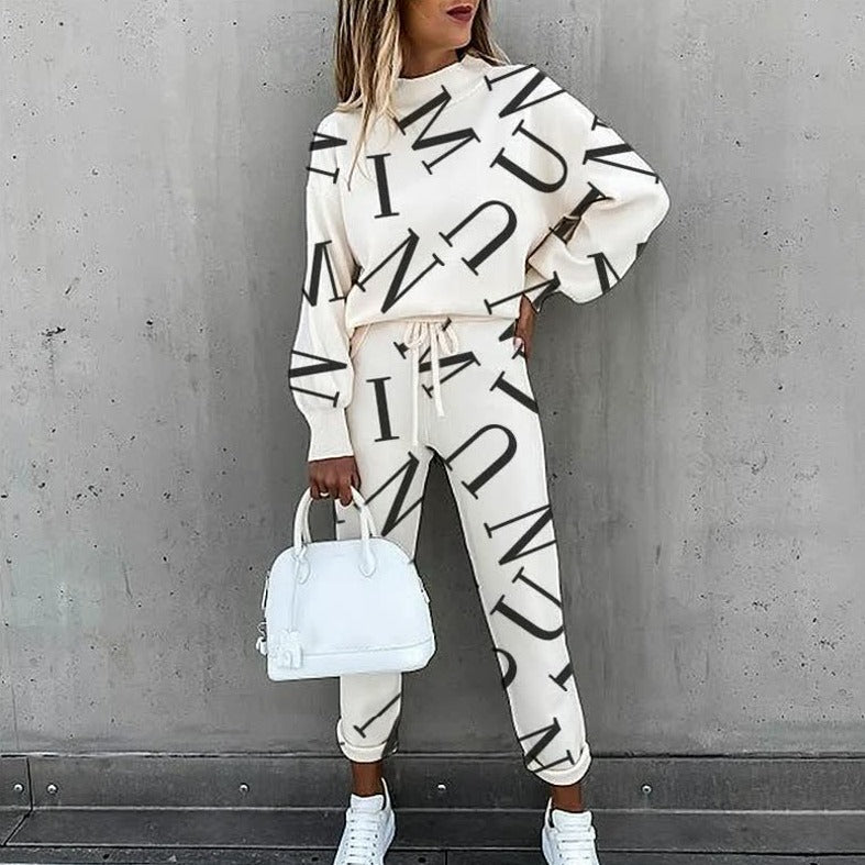 Aleksandra | Komplet Dresowy Damski Casualowy Z Nadrukiem Trendowy
