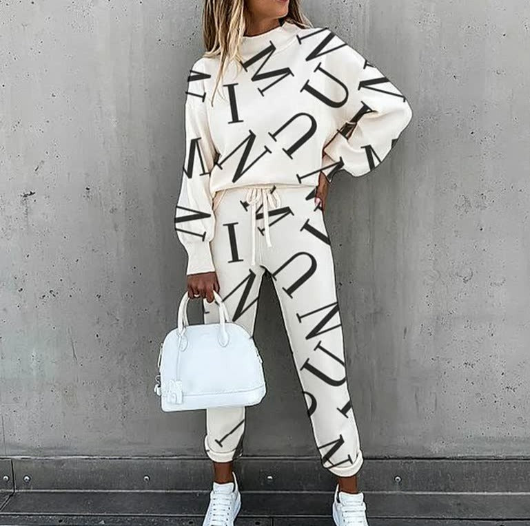 Aleksandra | Komplet Dresowy Damski Casualowy Z Nadrukiem Trendowy