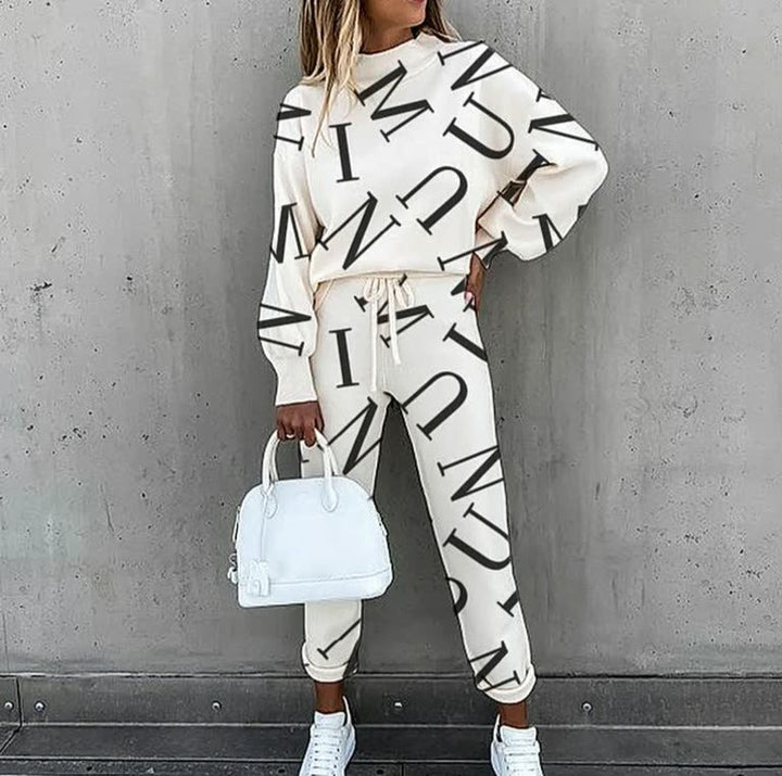 Aleksandra | Komplet Dresowy Damski Casualowy Z Nadrukiem Trendowy